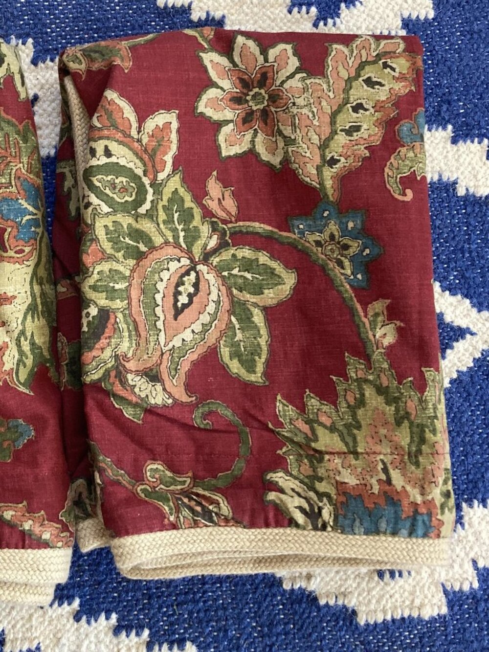 2 Pc Set Chaps Ralph Lauren Annabelle Standard Pillow Shams Red Jacobean Floral